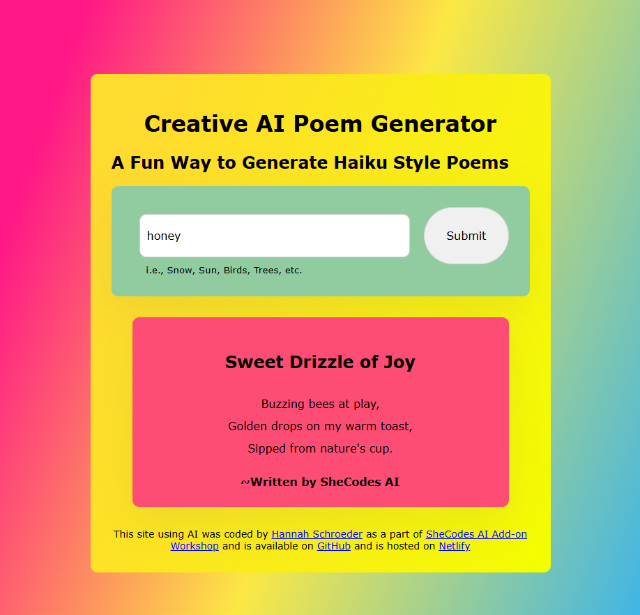 poem generator webpage