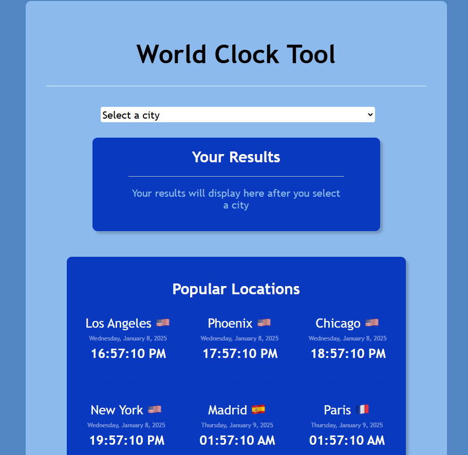 world clock webpage